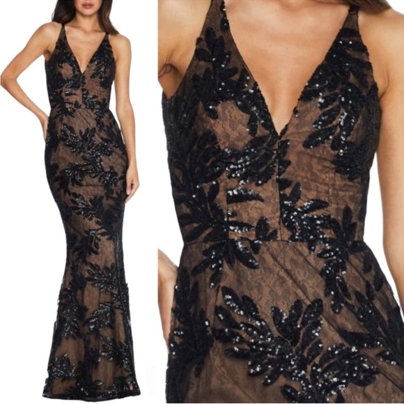 DRESS THE POPULATION Sharon Embellished Lace Evening Gown, SIZE SMALL 1303 - Picture 2 of 12